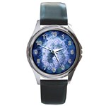 Light Blue Closing Queen Annes Lace Round Metal Watch Front