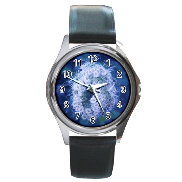 Light Blue Closing Queen Annes Lace Round Metal Watch