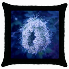 Light Blue Closing Queen Annes Lace Throw Pillow Case (black) by okhismakingart