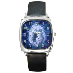 Light Blue Closing Queen Annes Lace Square Metal Watch by okhismakingart