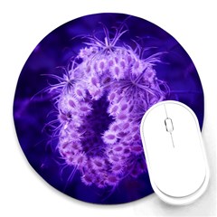 Dark Purple Closing Queen Annes Lace Round Mousepads by okhismakingart