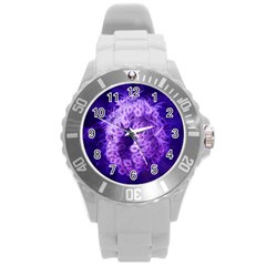 Dark Purple Closing Queen Annes Lace Round Plastic Sport Watch (l) by okhismakingart