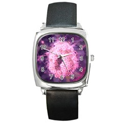 Pink Closing Queen Annes Lace Square Metal Watch by okhismakingart