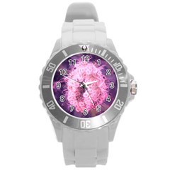 Pink Closing Queen Annes Lace Round Plastic Sport Watch (l) by okhismakingart