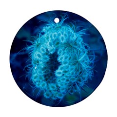 Blue Closing Queen Annes Lace Ornament (round) by okhismakingart