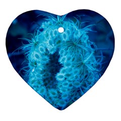 Blue Closing Queen Annes Lace Ornament (heart) by okhismakingart