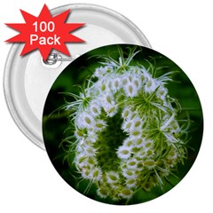 Green Closing Queen Annes Lace 3  Buttons (100 Pack)  by okhismakingart