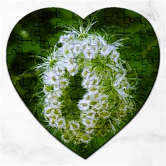 Green Closing Queen Annes Lace Jigsaw Puzzle (heart) by okhismakingart