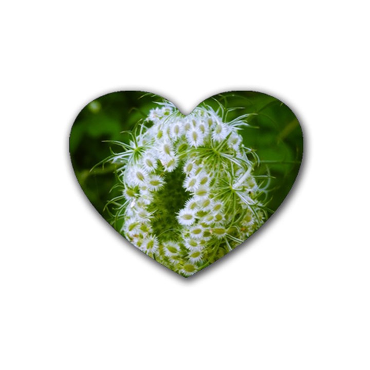 Green Closing Queen Annes Lace Rubber Coaster (Heart) 