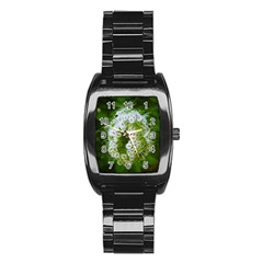 Green Closing Queen Annes Lace Stainless Steel Barrel Watch by okhismakingart