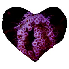 Purple Closing Queen Annes Lace Large 19  Premium Flano Heart Shape Cushions by okhismakingart