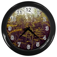 Purple And Yellow Goldenrod Wall Clock (black) by okhismakingart