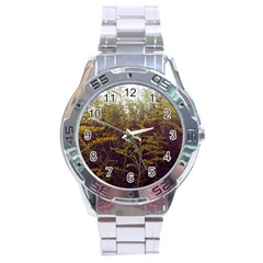 Purple And Yellow Goldenrod Stainless Steel Analogue Watch by okhismakingart