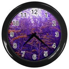 Yellow And Blue Goldenrod Wall Clock (black) by okhismakingart