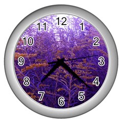 Yellow And Blue Goldenrod Wall Clock (silver) by okhismakingart