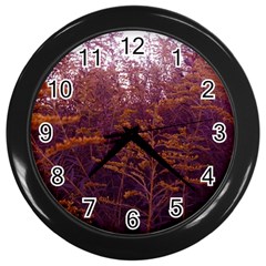 Red And Yellow Goldenrod Wall Clock (black) by okhismakingart