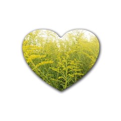 Yellow Goldenrod Rubber Coaster (heart)  by okhismakingart