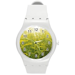 Yellow Goldenrod Round Plastic Sport Watch (m) by okhismakingart