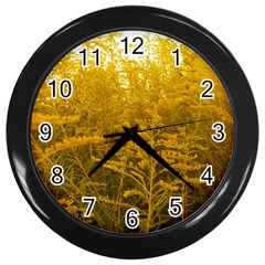 Gold Goldenrod Wall Clock (black) by okhismakingart