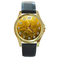 Gold Goldenrod Round Gold Metal Watch by okhismakingart