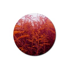 Red Goldenrod Rubber Round Coaster (4 Pack)  by okhismakingart