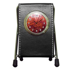 Red Goldenrod Pen Holder Desk Clock