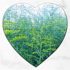 Turquoise Goldenrod Jigsaw Puzzle (heart) by okhismakingart