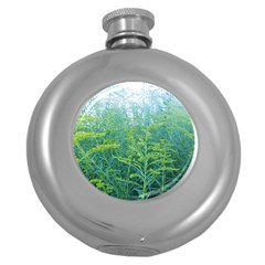 Turquoise Goldenrod Round Hip Flask (5 Oz) by okhismakingart