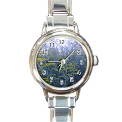 Blue Goldenrod Round Italian Charm Watch by okhismakingart