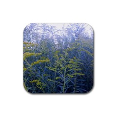 Blue Goldenrod Rubber Coaster (square)  by okhismakingart