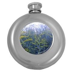 Blue Goldenrod Round Hip Flask (5 Oz) by okhismakingart