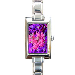 Pink And Blue Sideways Sumac Rectangle Italian Charm Watch by okhismakingart