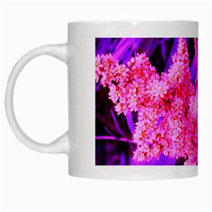 Pink And Blue Sideways Sumac White Mugs by okhismakingart