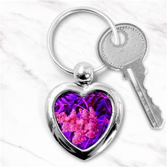 Pink And Blue Sideways Sumac Key Chains (heart)  by okhismakingart