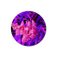 Pink And Blue Sideways Sumac Rubber Round Coaster (4 Pack)  by okhismakingart