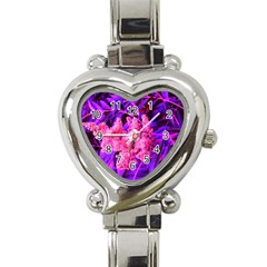 Pink And Blue Sideways Sumac Heart Italian Charm Watch by okhismakingart