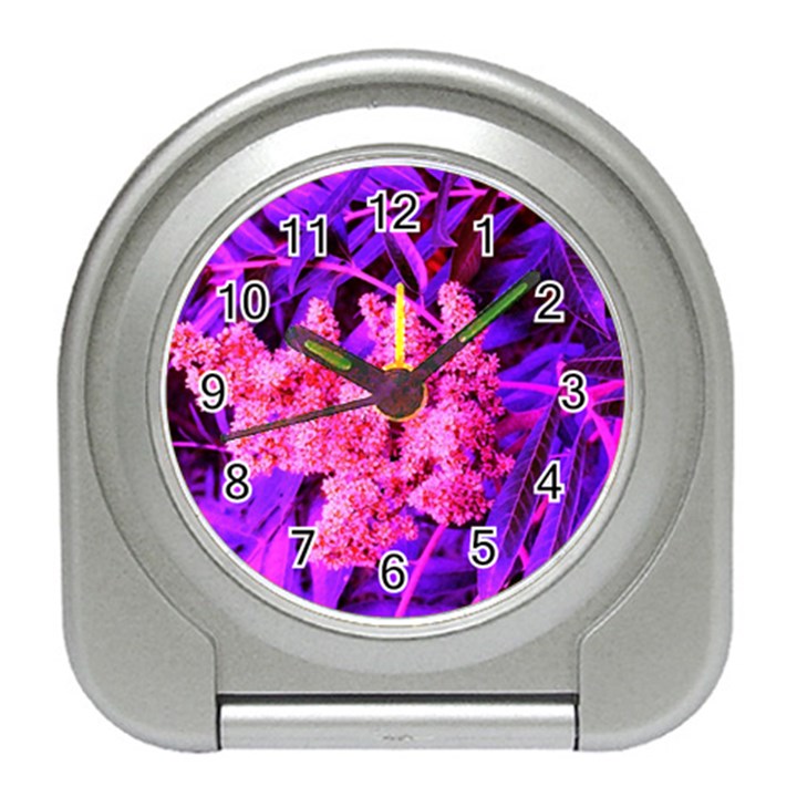 Pink and Blue Sideways Sumac Travel Alarm Clock