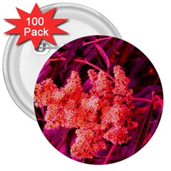 Pink Sideways Sumac 3  Buttons (100 Pack)  by okhismakingart