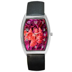 Pink Sideways Sumac Barrel Style Metal Watch by okhismakingart