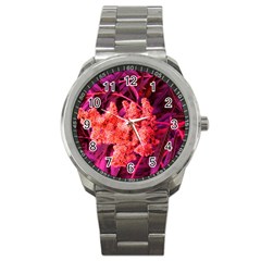 Pink Sideways Sumac Sport Metal Watch by okhismakingart