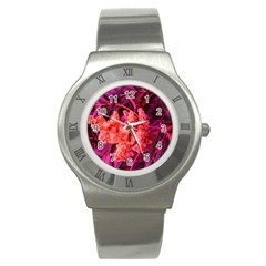 Pink Sideways Sumac Stainless Steel Watch by okhismakingart