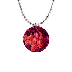 Pink Sideways Sumac 1  Button Necklace by okhismakingart