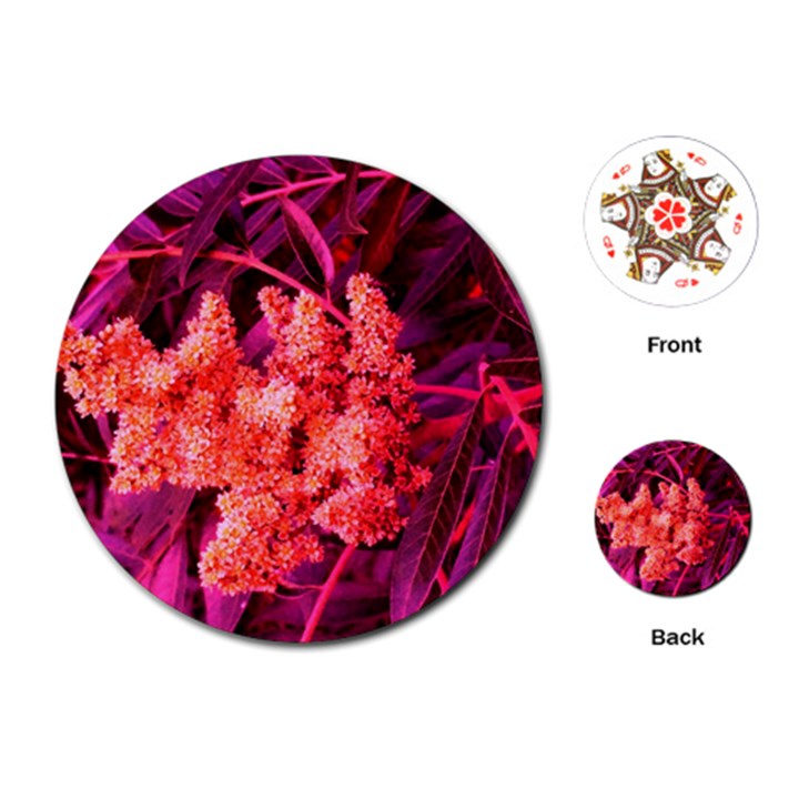 Pink Sideways Sumac Playing Cards (Round)