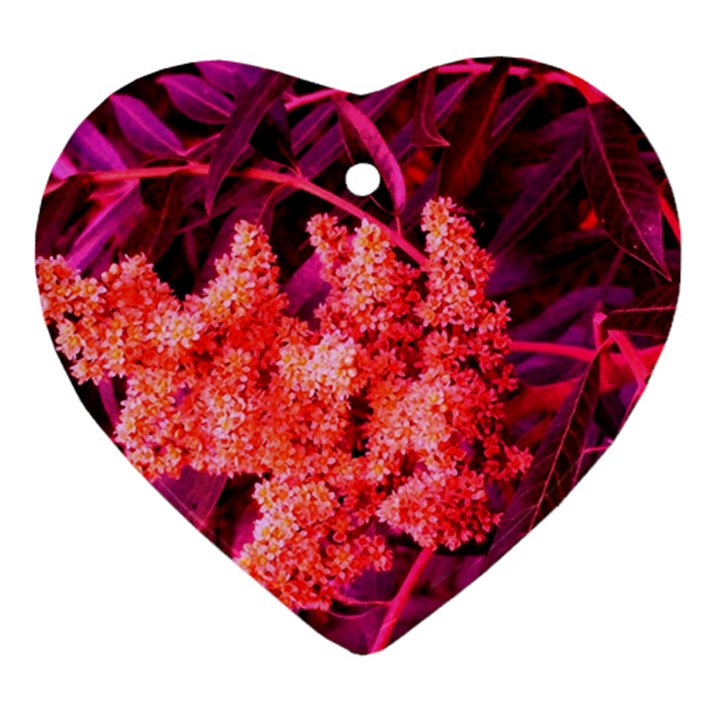 Pink Sideways Sumac Heart Ornament (Two Sides)