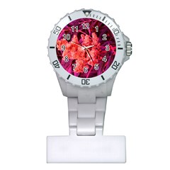 Pink Sideways Sumac Plastic Nurses Watch by okhismakingart