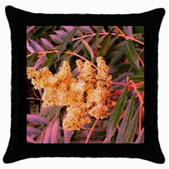 Pale Yellow And Green Sideways Sumac Throw Pillow Case (black) by okhismakingart