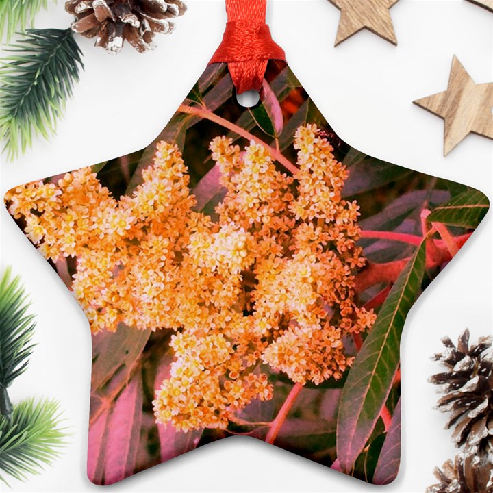 Pale Yellow and Green Sideways Sumac Star Ornament (Two Sides)