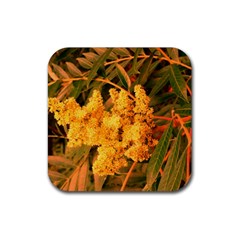 Yellow Sideways Sumac Rubber Coaster (square)  by okhismakingart