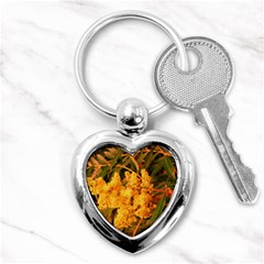 Yellow Sideways Sumac Key Chains (heart)  by okhismakingart