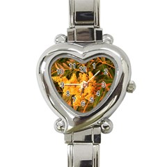 Yellow Sideways Sumac Heart Italian Charm Watch by okhismakingart